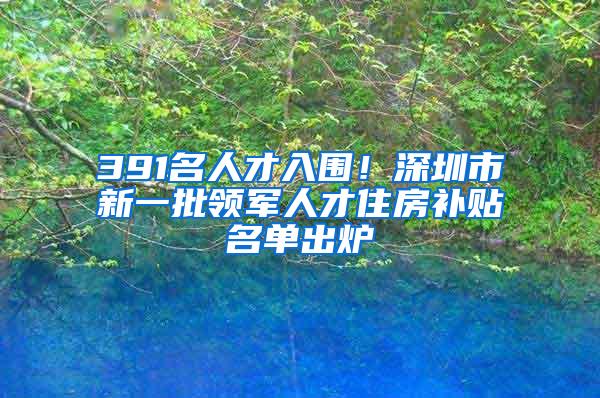 391名人才入围！深圳市新一批领军人才住房补贴名单出炉