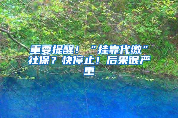 重要提醒！“挂靠代缴”社保？快停止！后果很严重