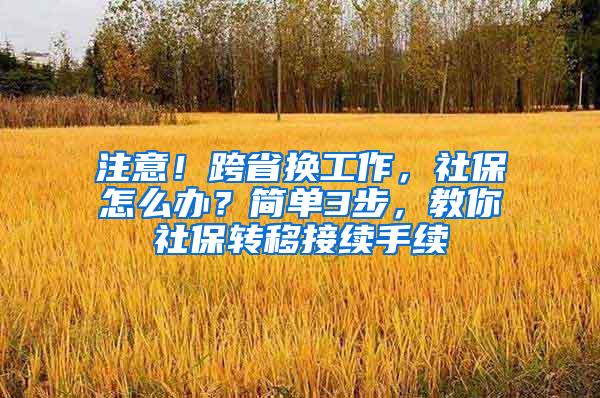 注意！跨省换工作，社保怎么办？简单3步，教你社保转移接续手续