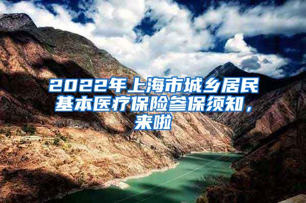 2022年上海市城乡居民基本医疗保险参保须知，来啦