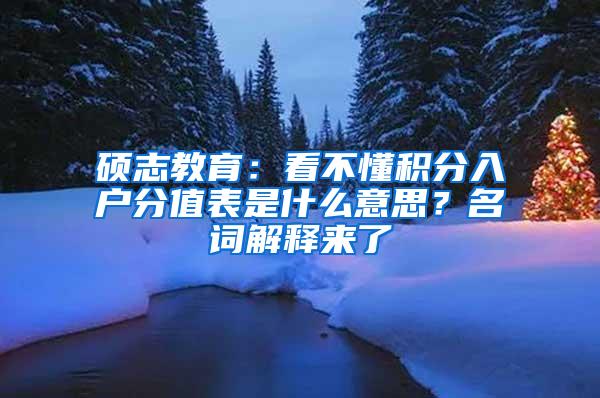 硕志教育：看不懂积分入户分值表是什么意思？名词解释来了