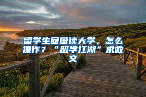 留学生回国读大学，怎么操作？“留学江湖”求救文