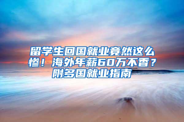 留学生回国就业竟然这么惨！海外年薪60万不香？附多国就业指南