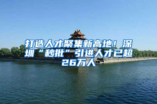 打造人才聚集新高地！深圳“秒批”引进人才已超26万人