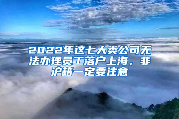 2022年这七大类公司无法办理员工落户上海，非沪籍一定要注意