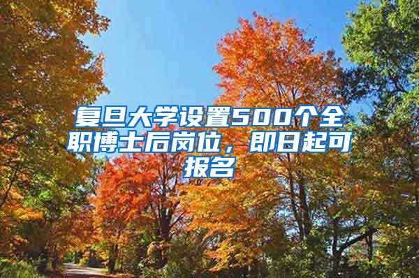 复旦大学设置500个全职博士后岗位，即日起可报名