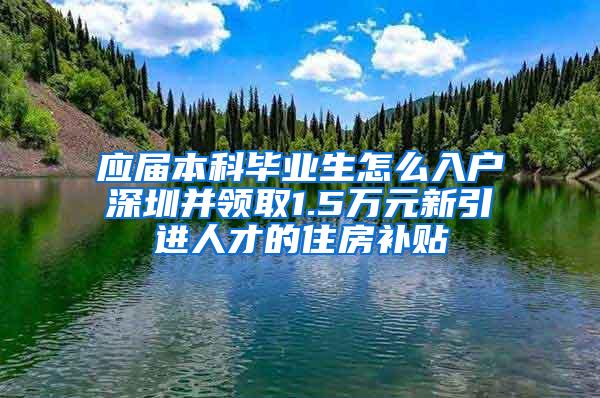 应届本科毕业生怎么入户深圳并领取1.5万元新引进人才的住房补贴