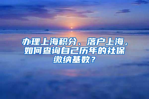 办理上海积分、落户上海，如何查询自己历年的社保缴纳基数？