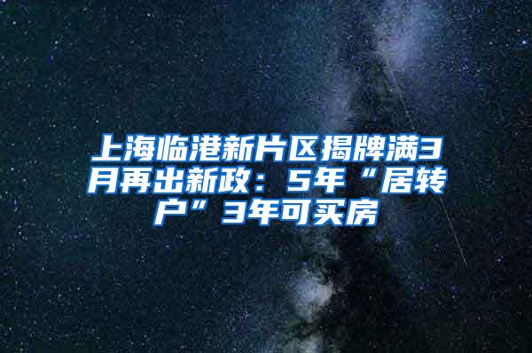 上海临港新片区揭牌满3月再出新政：5年“居转户”3年可买房