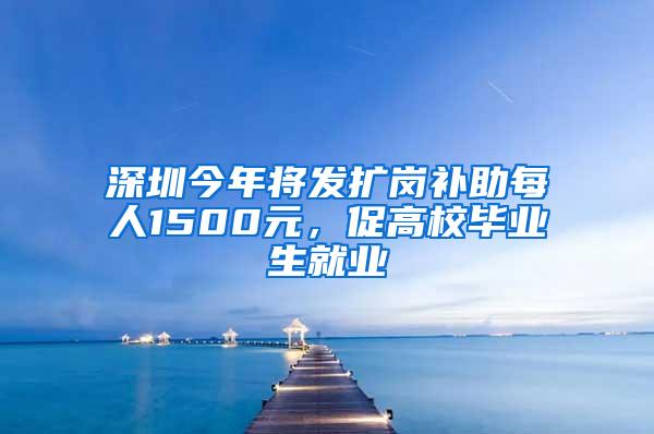 深圳今年将发扩岗补助每人1500元，促高校毕业生就业