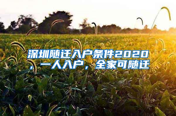 深圳随迁入户条件2020，一人入户，全家可随迁