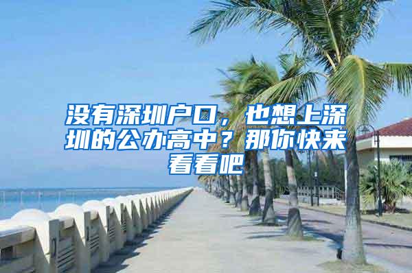 没有深圳户口，也想上深圳的公办高中？那你快来看看吧