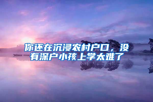 你还在沉浸农村户口，没有深户小孩上学太难了