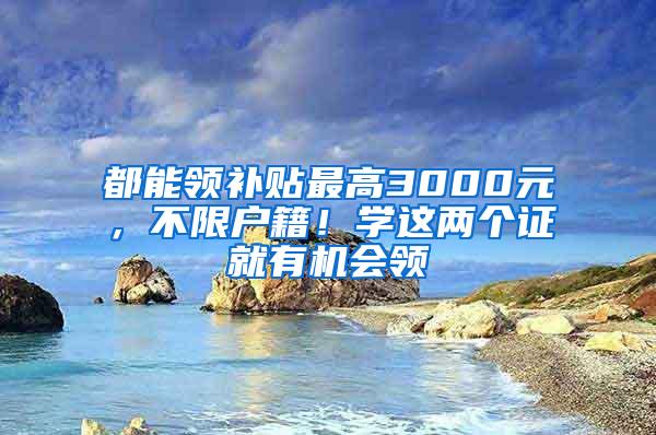 都能领补贴最高3000元，不限户籍！学这两个证就有机会领