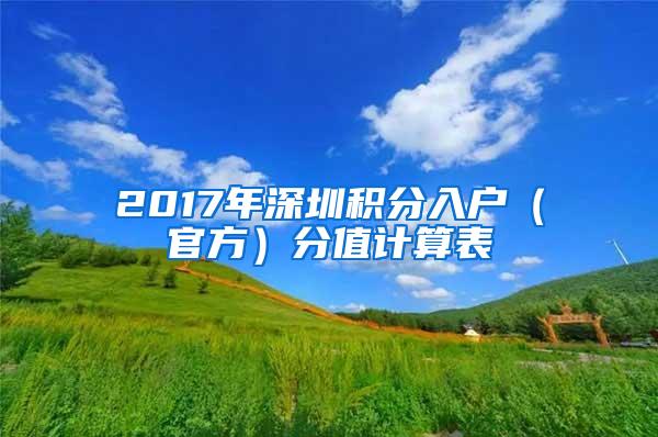 2017年深圳积分入户（官方）分值计算表