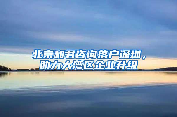 北京和君咨询落户深圳，助力大湾区企业升级