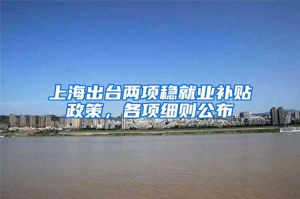 上海出台两项稳就业补贴政策，各项细则公布