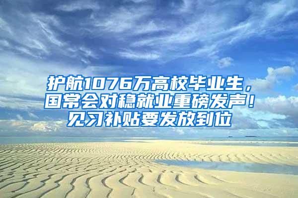 护航1076万高校毕业生，国常会对稳就业重磅发声！见习补贴要发放到位