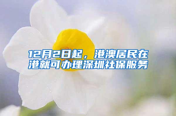 12月2日起，港澳居民在港就可办理深圳社保服务