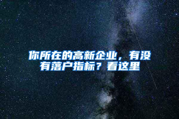 你所在的高新企业，有没有落户指标？看这里