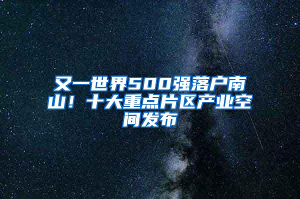 又一世界500强落户南山！十大重点片区产业空间发布