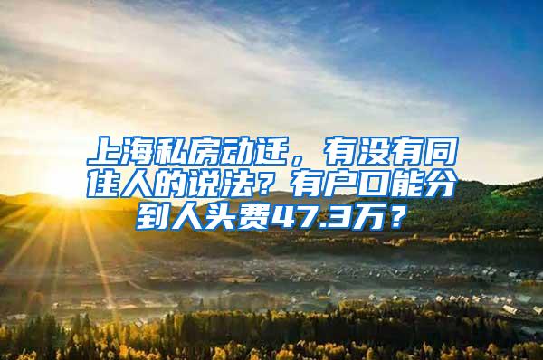 上海私房动迁，有没有同住人的说法？有户口能分到人头费47.3万？