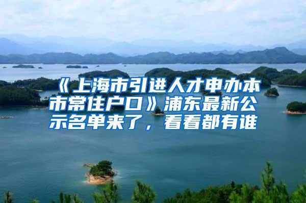 《上海市引进人才申办本市常住户口》浦东最新公示名单来了，看看都有谁