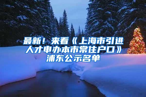 最新！来看《上海市引进人才申办本市常住户口》浦东公示名单