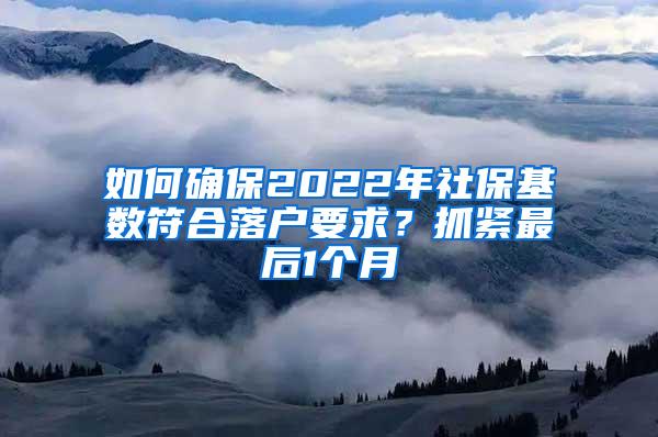 如何确保2022年社保基数符合落户要求？抓紧最后1个月