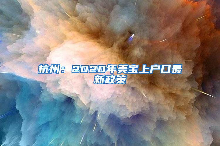 杭州：2020年美宝上户口最新政策