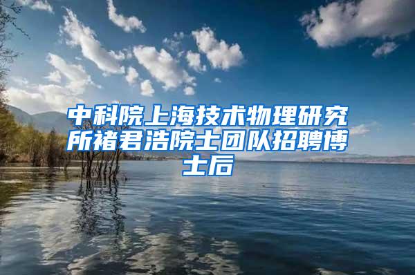 中科院上海技术物理研究所褚君浩院士团队招聘博士后