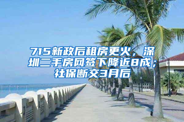 715新政后租房更火，深圳二手房网签下降近8成；社保断交3月后