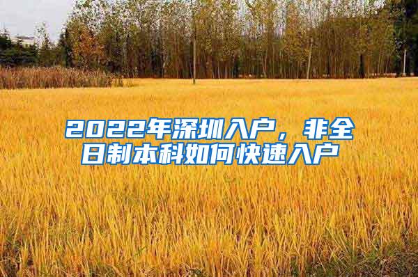 2022年深圳入户，非全日制本科如何快速入户