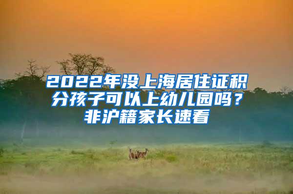 2022年没上海居住证积分孩子可以上幼儿园吗？非沪籍家长速看