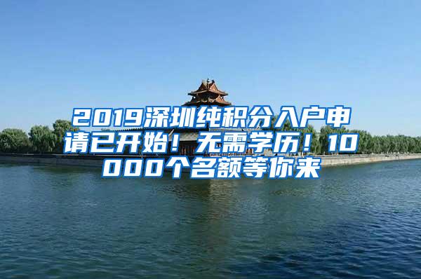 2019深圳纯积分入户申请已开始！无需学历！10000个名额等你来