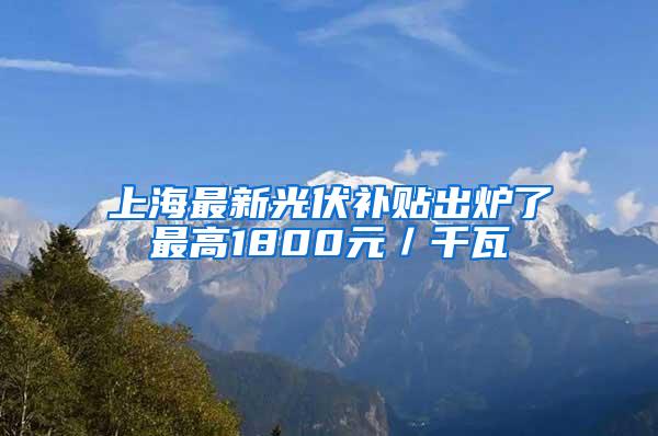 上海最新光伏补贴出炉了最高1800元／千瓦