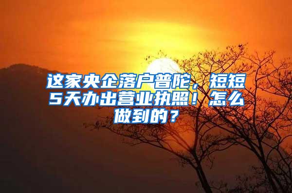 这家央企落户普陀，短短5天办出营业执照！怎么做到的？