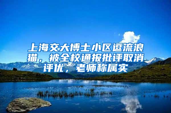 上海交大博士小区逗流浪猫，被全校通报批评取消评优，老师称属实