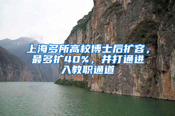 上海多所高校博士后扩容，最多扩40%，并打通进入教职通道