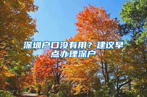 深圳户口没有用？建议早点办理深户