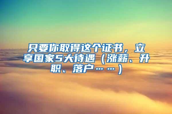 只要你取得这个证书，立享国家5大待遇（涨薪、升职、落户……）