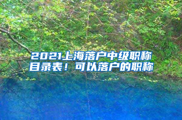 2021上海落户中级职称目录表！可以落户的职称