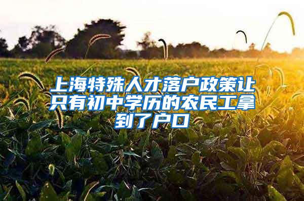 上海特殊人才落户政策让只有初中学历的农民工拿到了户口