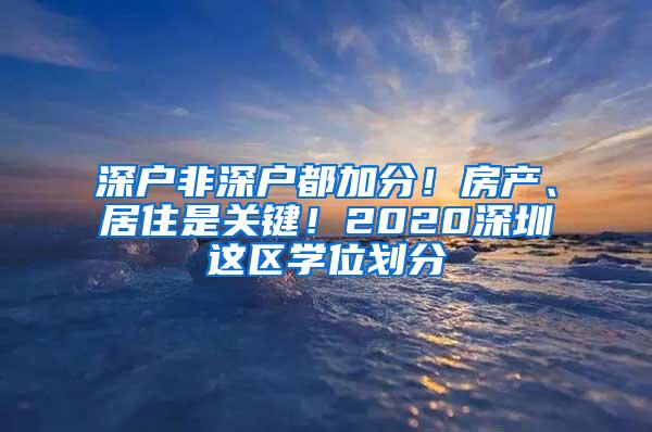 深户非深户都加分！房产、居住是关键！2020深圳这区学位划分