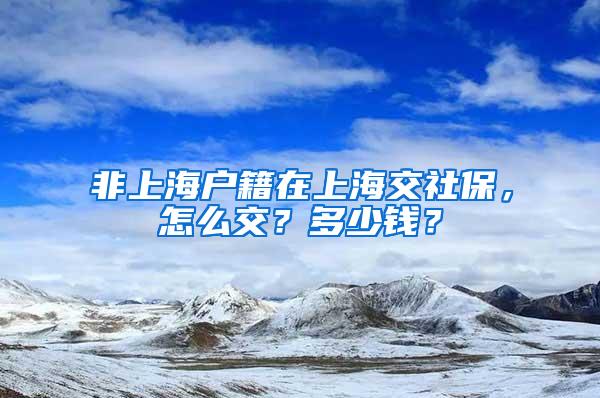 非上海户籍在上海交社保，怎么交？多少钱？