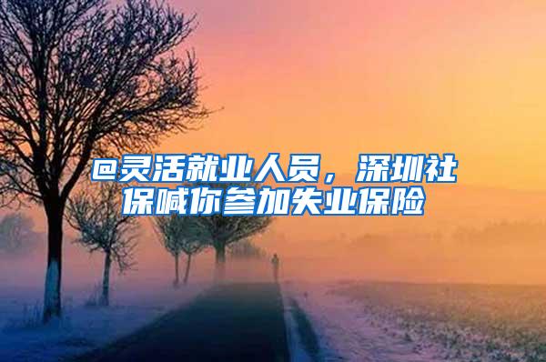 @灵活就业人员，深圳社保喊你参加失业保险