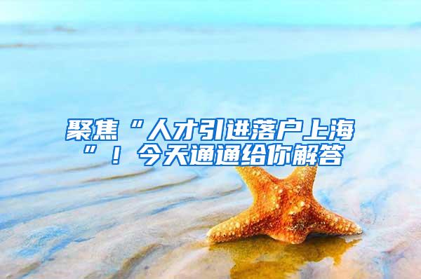 聚焦“人才引进落户上海”！今天通通给你解答