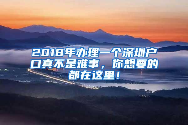 2018年办理一个深圳户口真不是难事，你想要的都在这里！