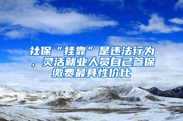 社保“挂靠”是违法行为，灵活就业人员自己参保缴费最具性价比