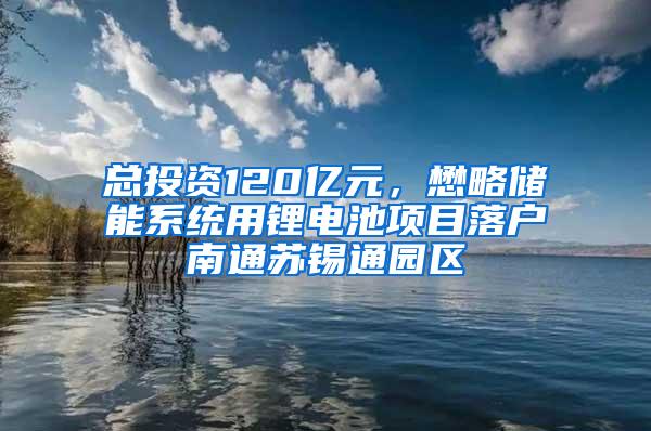 总投资120亿元，懋略储能系统用锂电池项目落户南通苏锡通园区